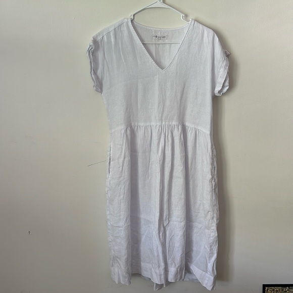 slim fit dress slacks Gray Linen Dress with Belt main image 1